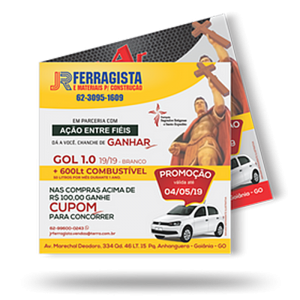 Flyers / Folhetos Couchê 90g 15x15cm 4x0 Sem verniz Corte Reto 